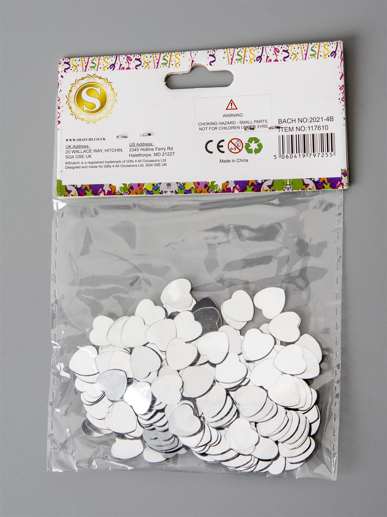 14g Silver Heart Shape Confetti