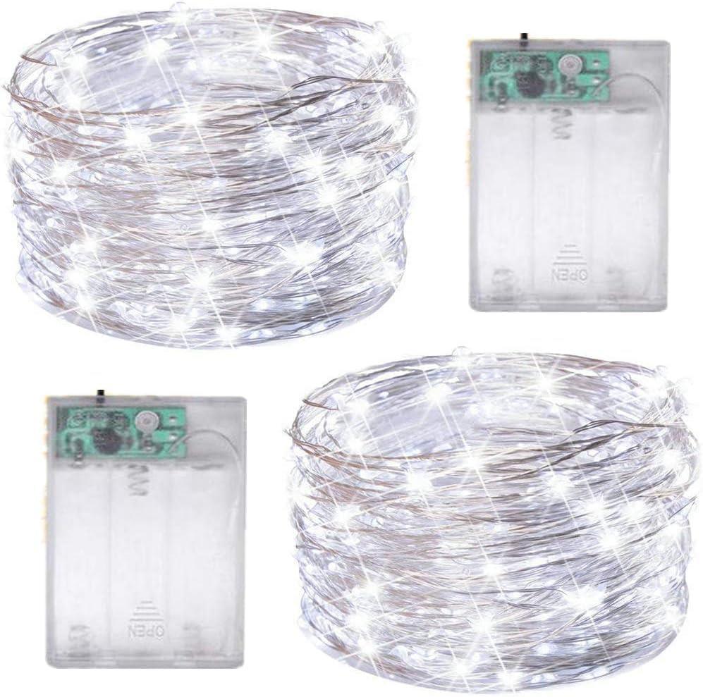 2 x 20 Sparkles White LED Battery Lights - Silver Wire