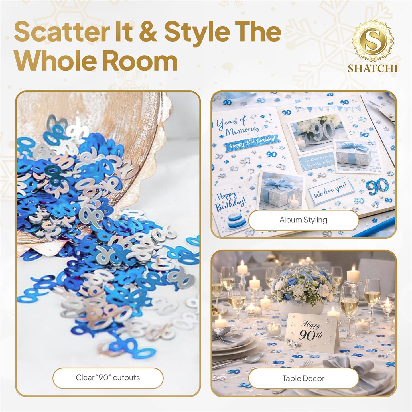 90th Birthday Confetti - Blue & Silver, 14g, 2 Pack