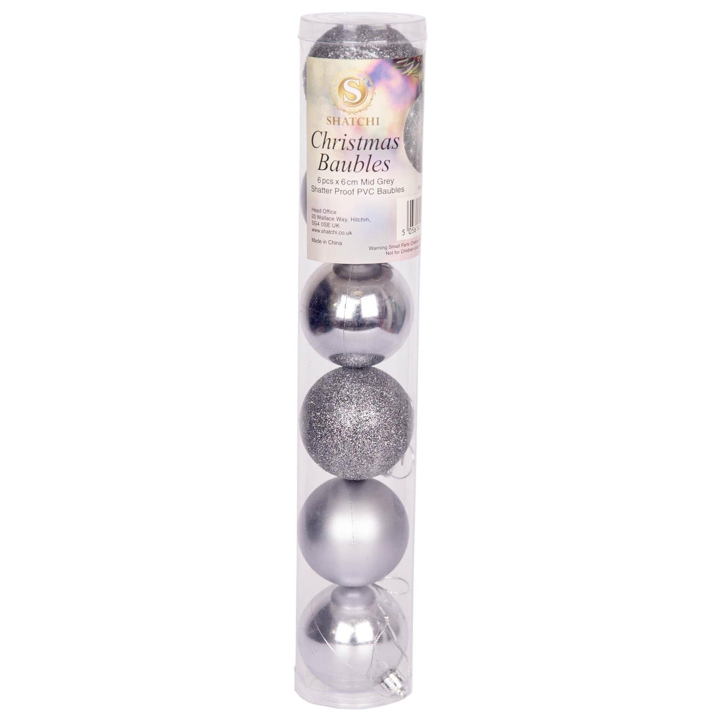 Baubles Mid Grey 6cm, 18pcs Set