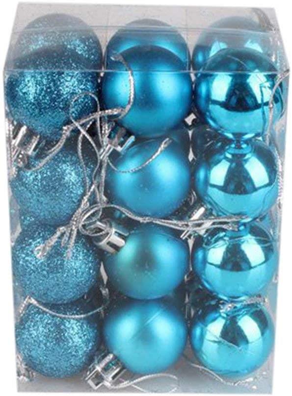 6 Teal Blue Baubles 6cm PVC Set