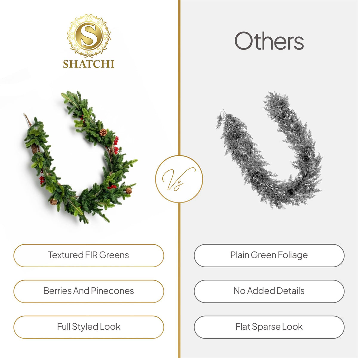 180CM FIR WITH BERRIES AND PINE CONES GARLAND