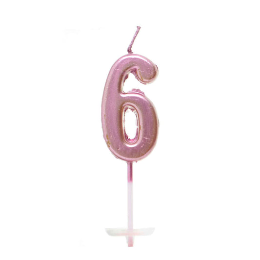 Pink Number 6 Candle