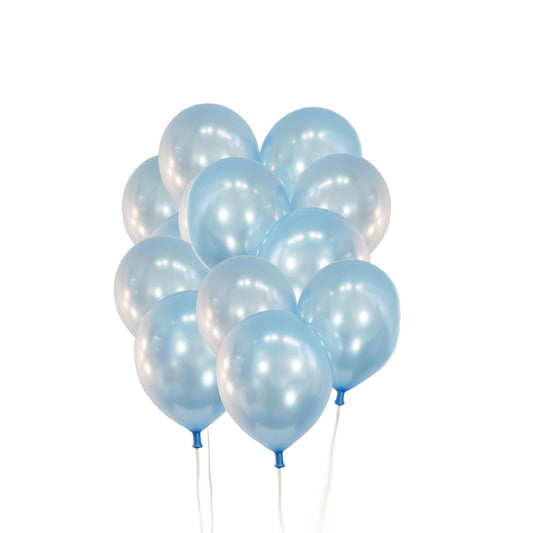 100 pcs 12" Metallic Light Blue Latex Balloons