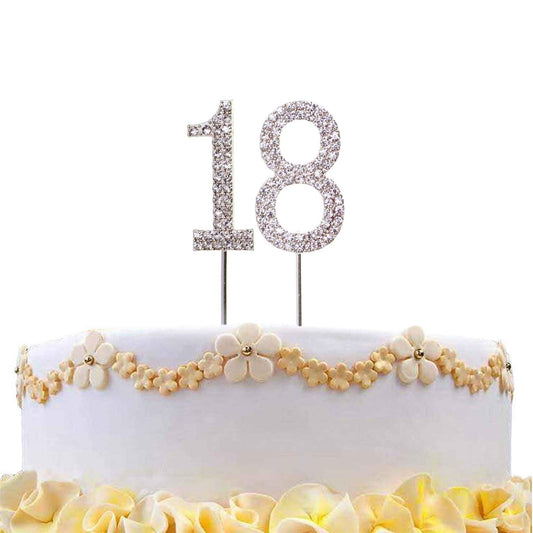 18th Silver Diamond Cake Topper