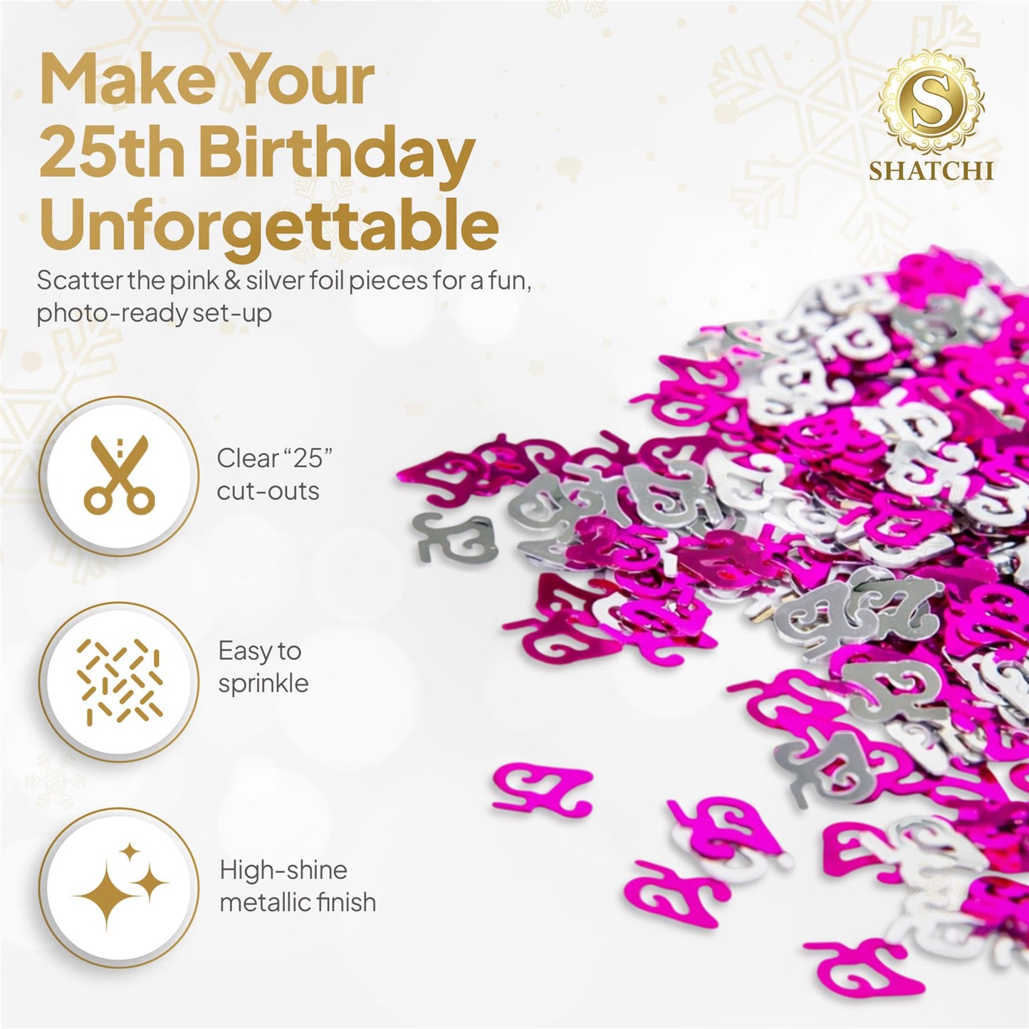 25th Birthday Confetti in Pink & Silver, 14g, 1 Pack