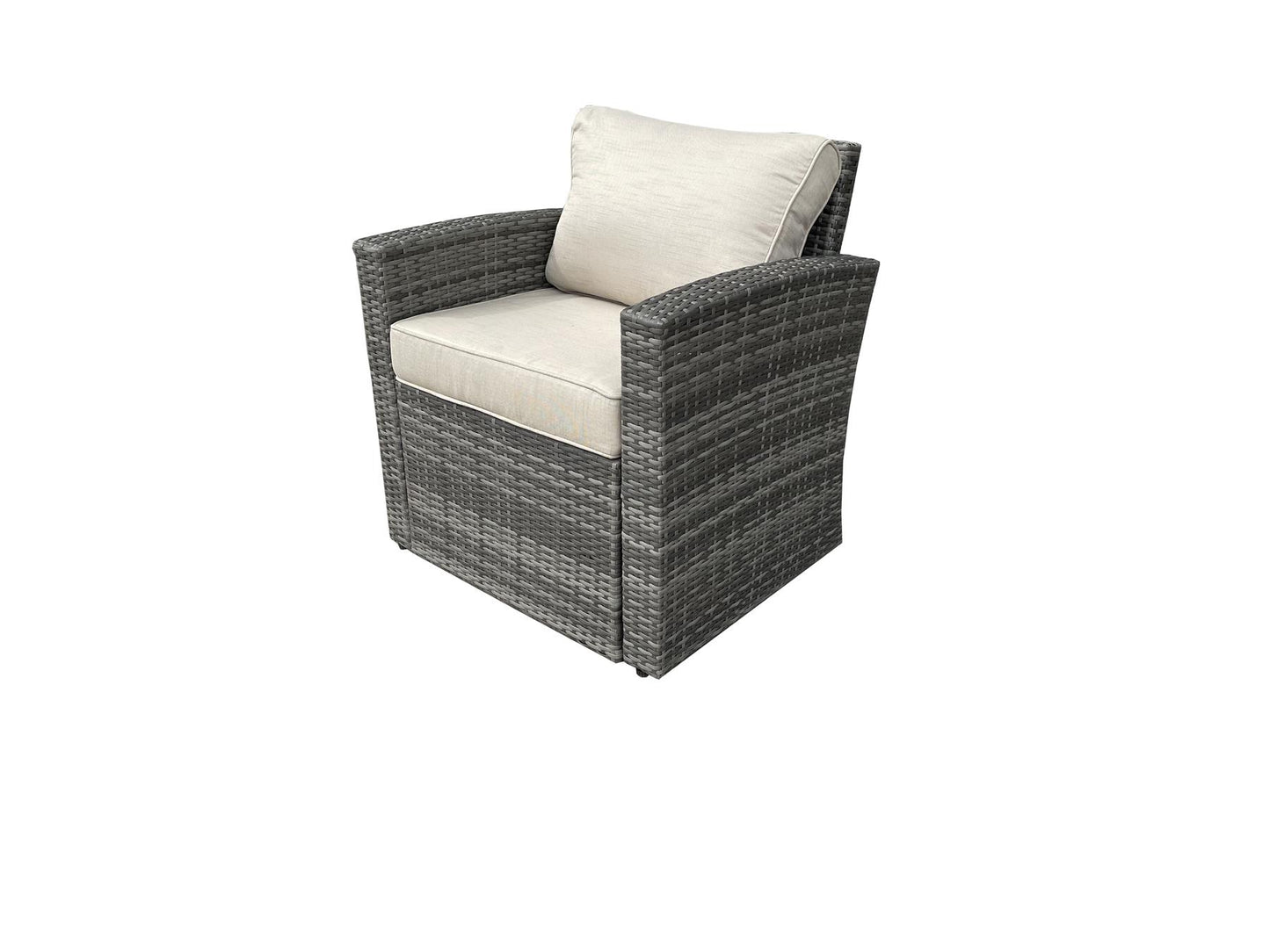 Grey Rattan Furniture Set (3 Seater Sofa, 2 Seater Sofa, 2 Stools, 1 Table, 1 Chair, 1 Storage Box)