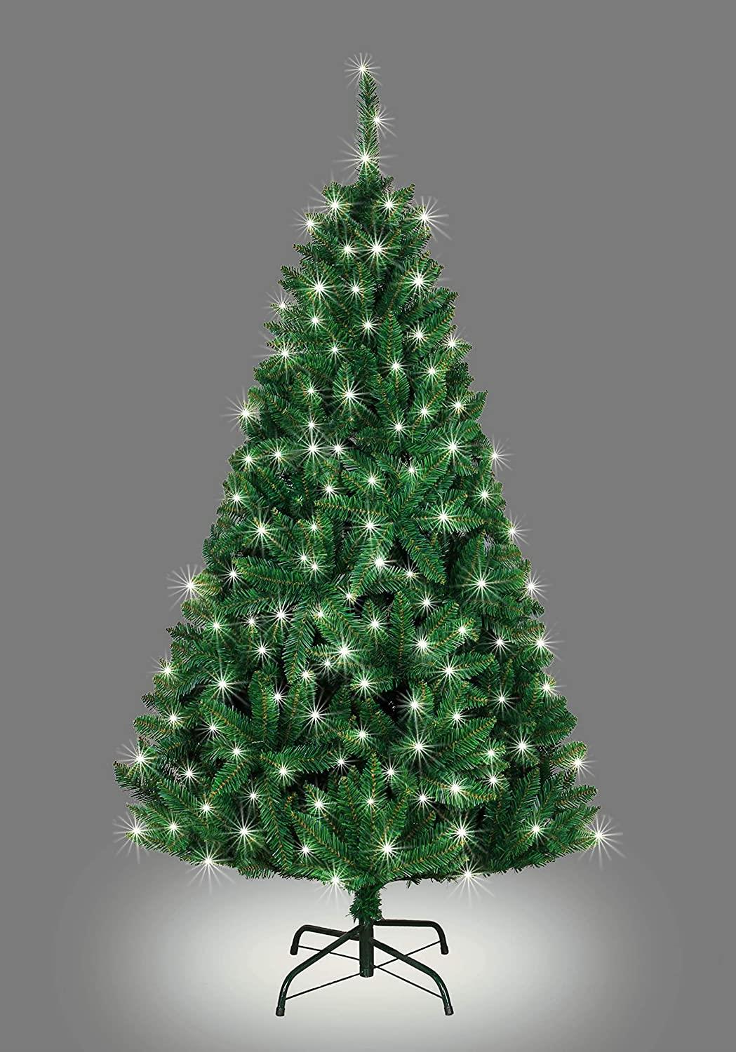 7ft Pre-Lit Green Pine Tree with White LEDs