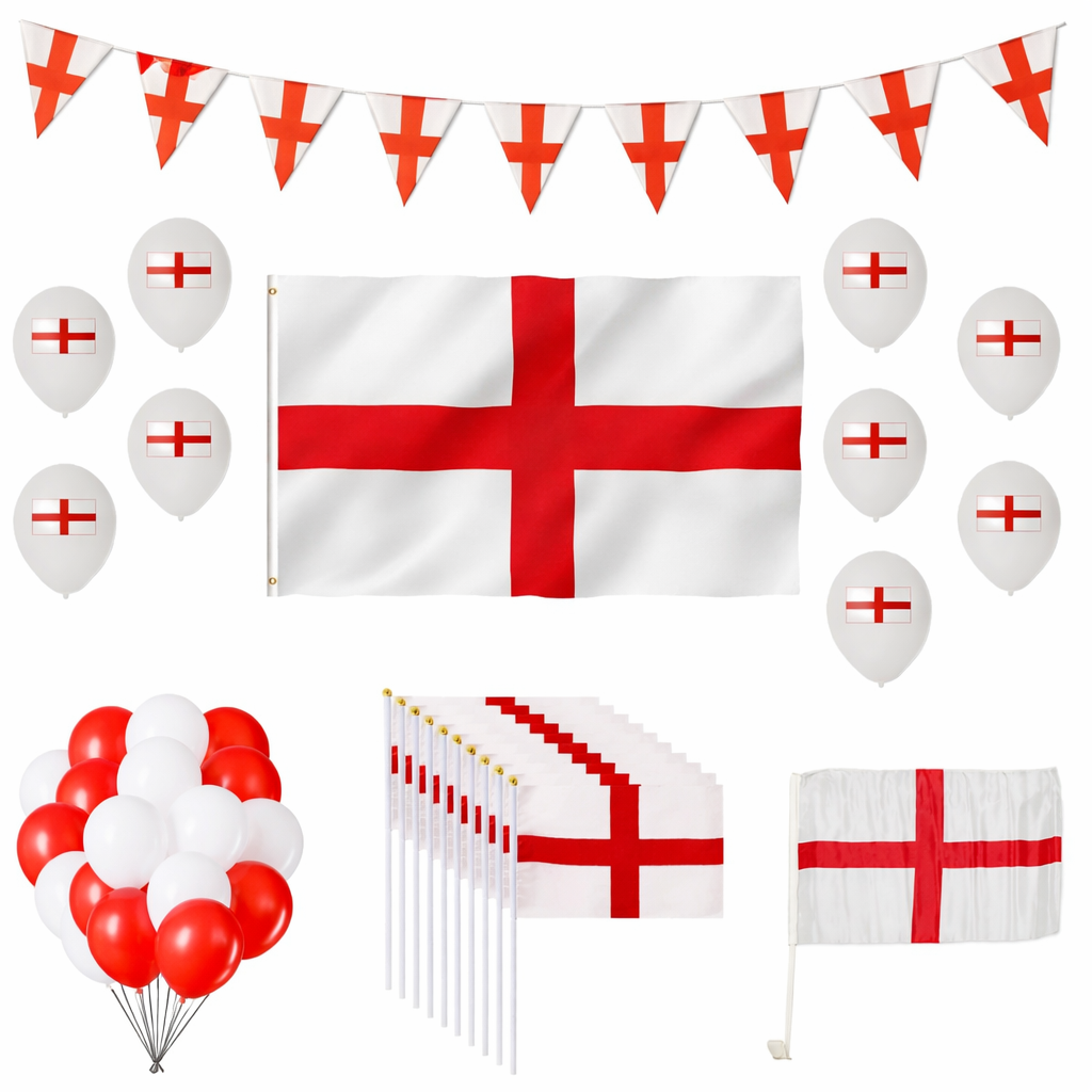 England 5X3ft Flag Bunting Balloons Wall Pennant Party pack of 53PCS