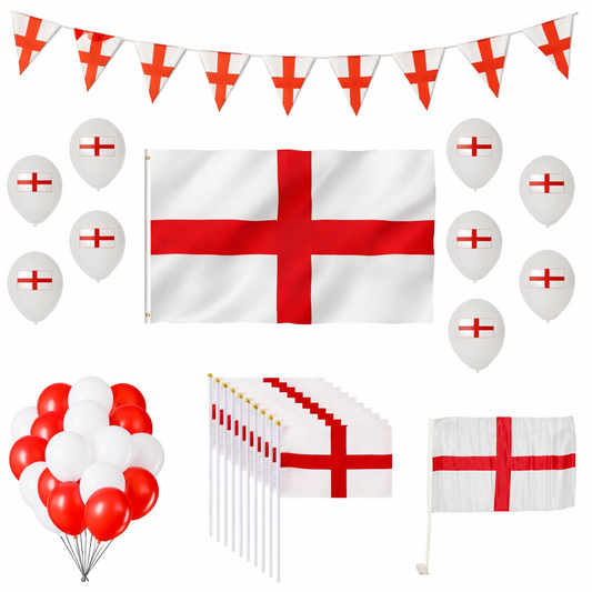 England 5X3ft Flag Bunting Balloons Wall Pennant Party pack of 53PCS