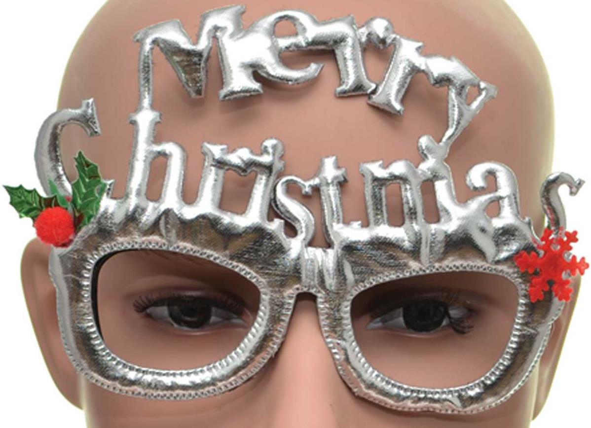 Silver Merry Christmas Glasses Specs