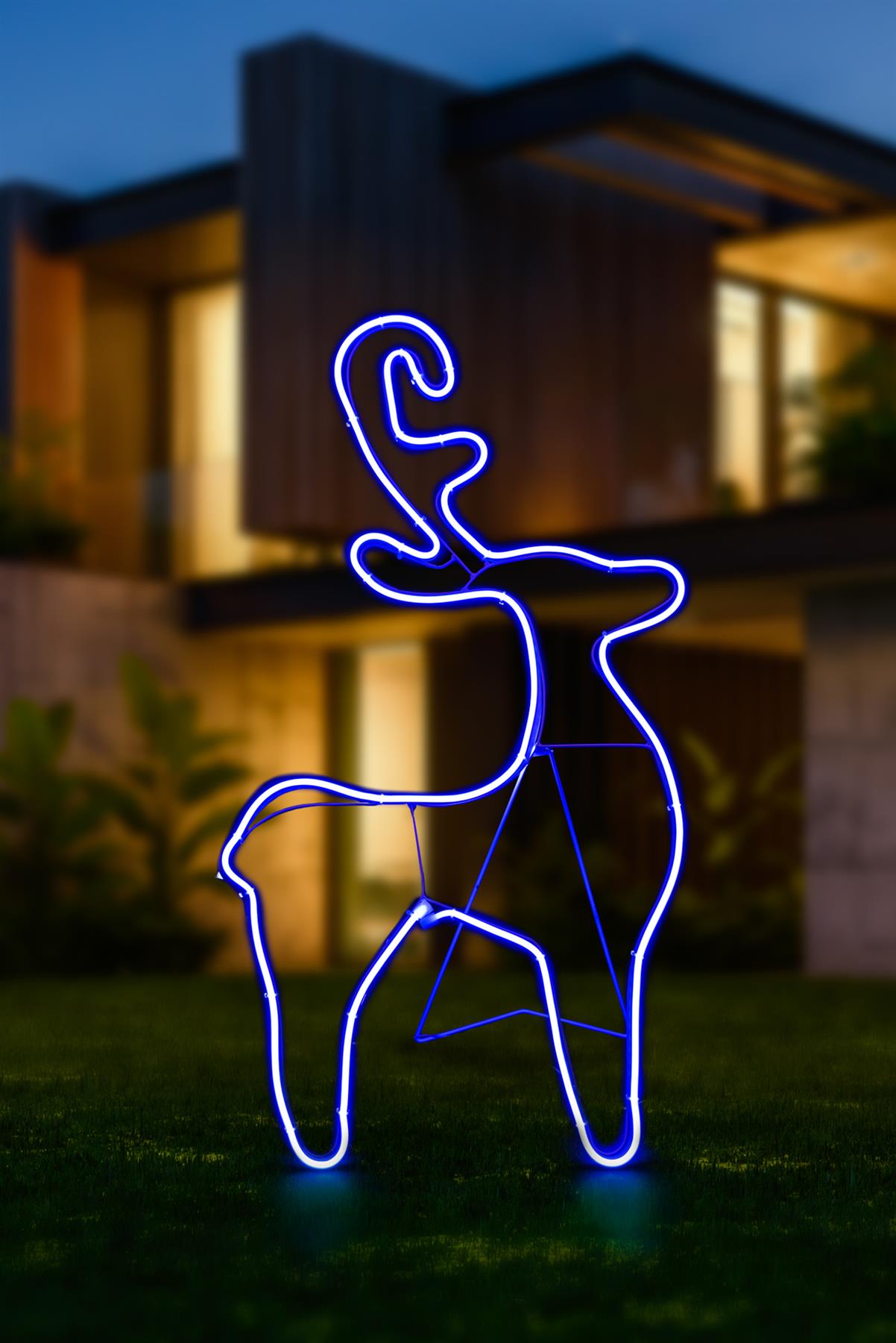 Blue Reindeer Rope Light Silhouette (74x40cm)