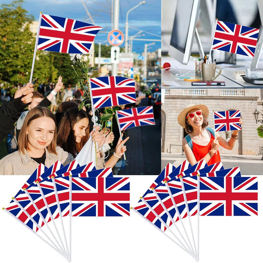 10 Union Jack Hand Waving Flags