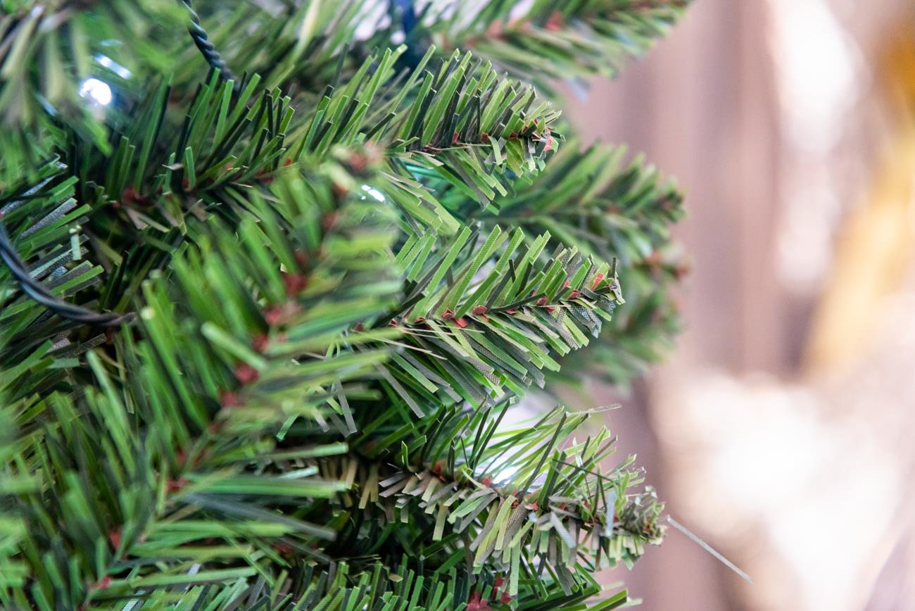 7ft Pre-Lit Green Pine Tree with White LEDs