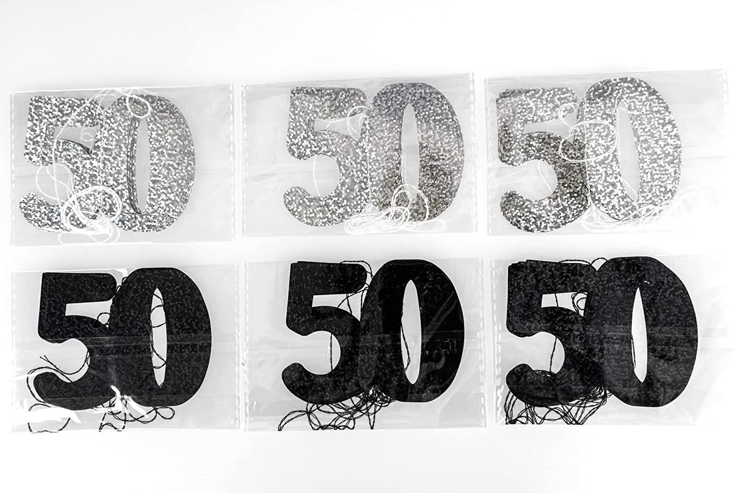 50th Black Hanging String Foil Banner