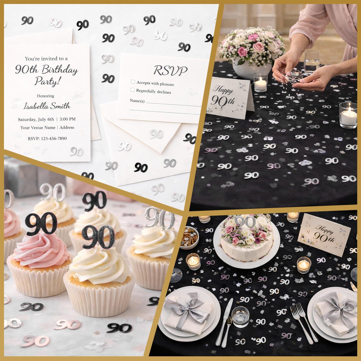90th Confetti Black & Silver 14G 2PK