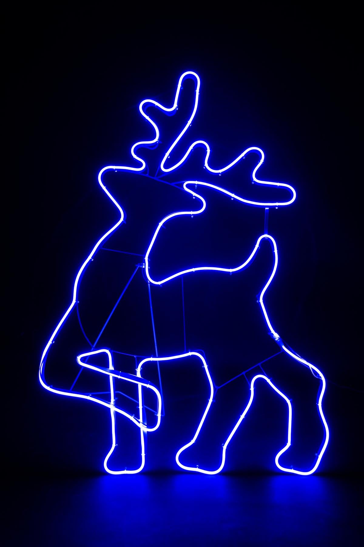 Walking Reindeer Rope Light Silhouette Blue 100 x 65cm