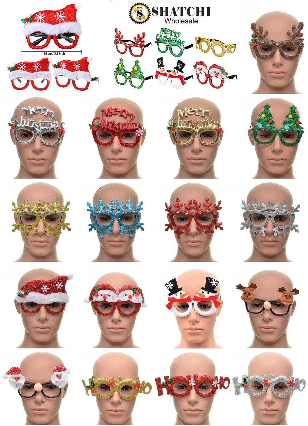 12pcs Novelty Glitter Christmas Glasses