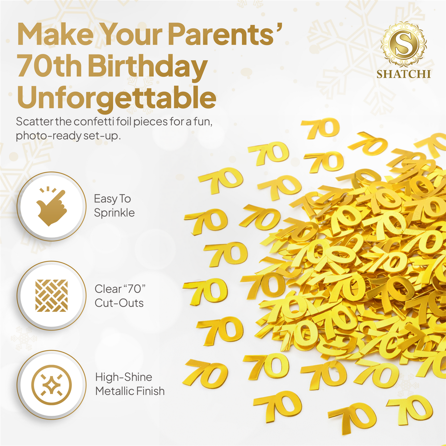 70th Birthday Confetti Gold 14G 2PK