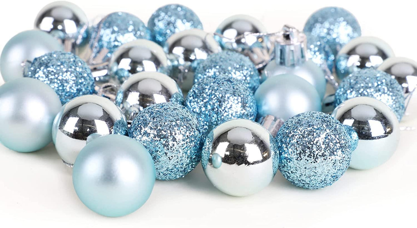 Set of 12 Light Blue 3cm Baubles (PVC)