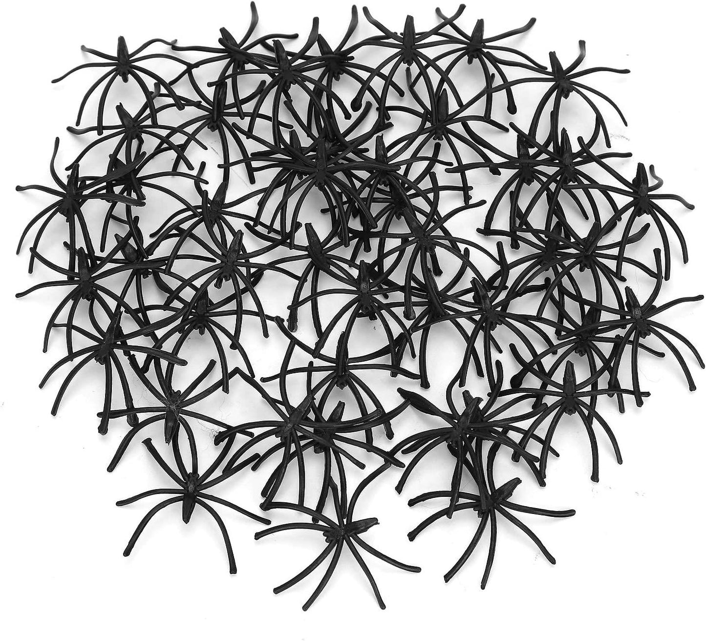 48 Black Plastic Halloween Spiders - 5cm Each