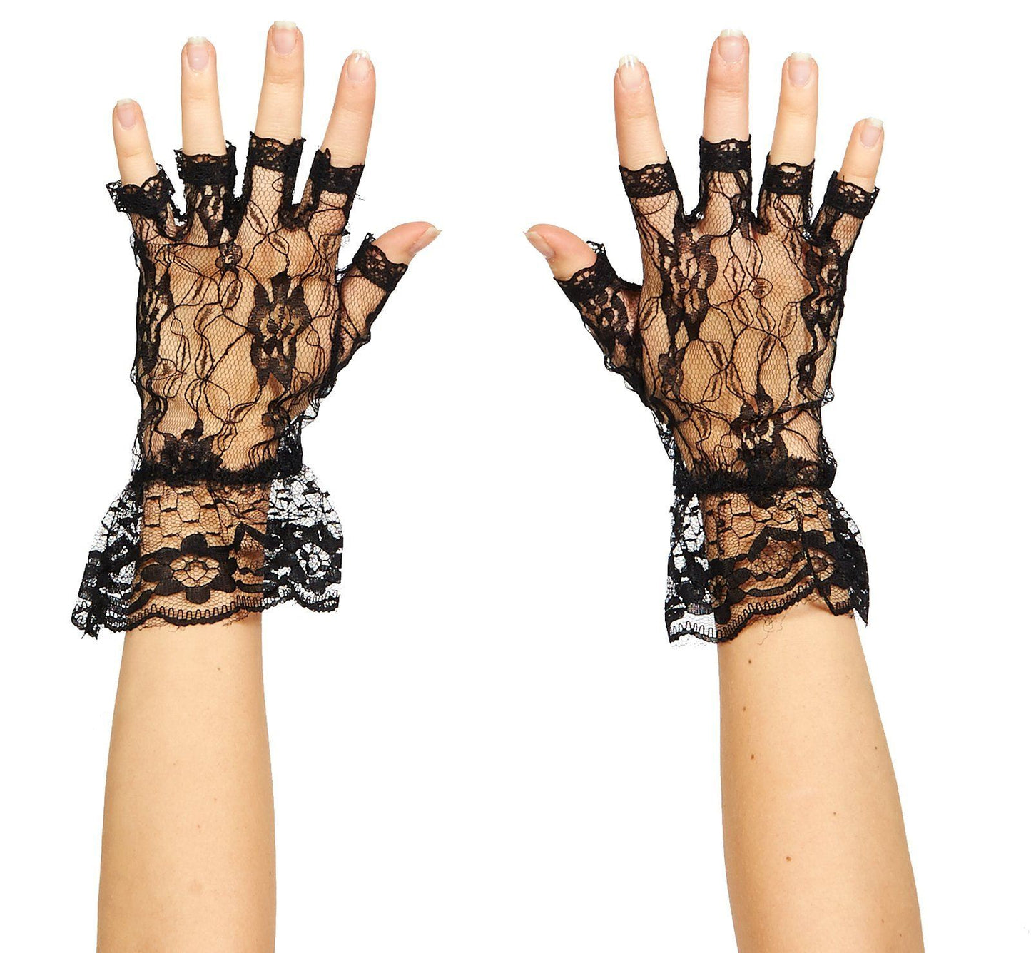 Black Lace Fingerless Gloves, Women�s Halloween Accessory