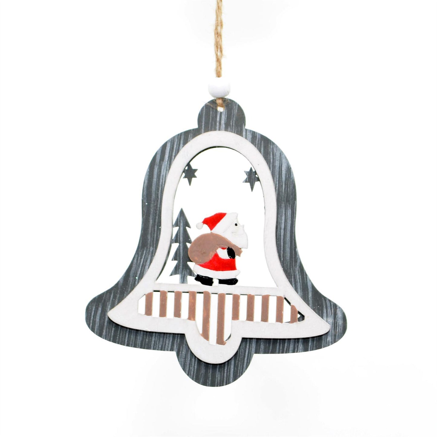 Christmas Wooden Grey Hanging Ornaments - Set of 3 pcs