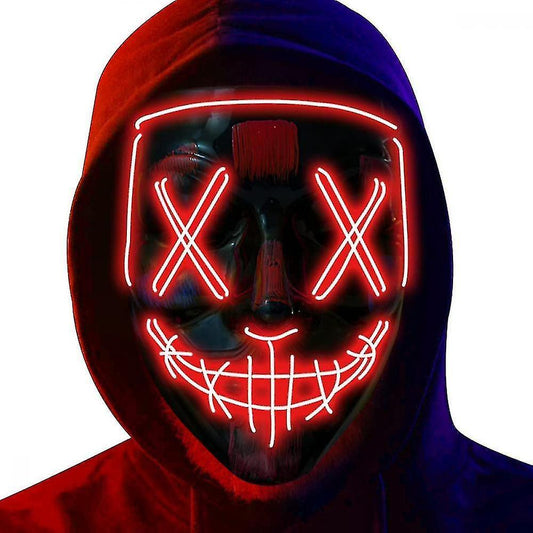 Halloween LED Stitched Purge Mask - RED