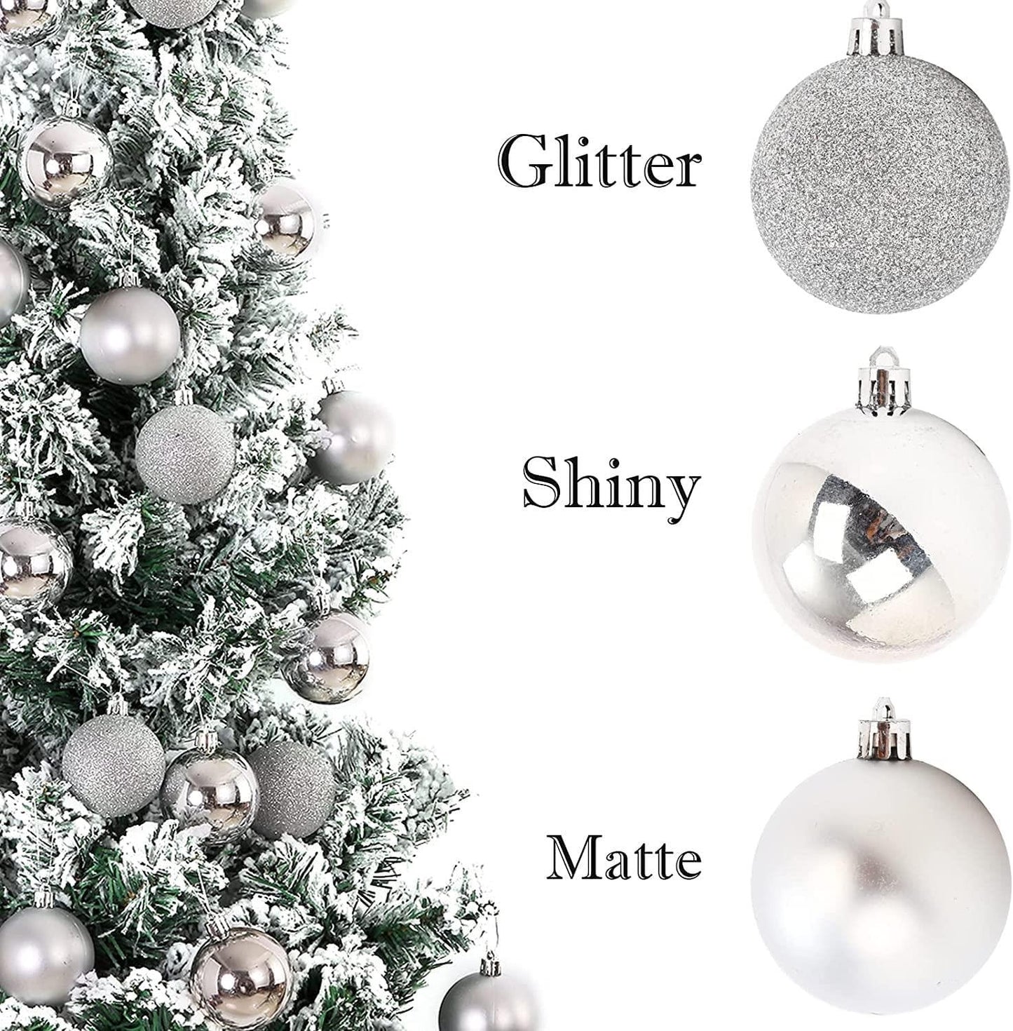 9 Silver Baubles - 5cm