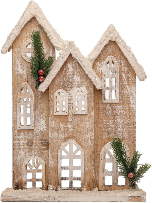 LED Rustic Wooden House 24x7x35cm