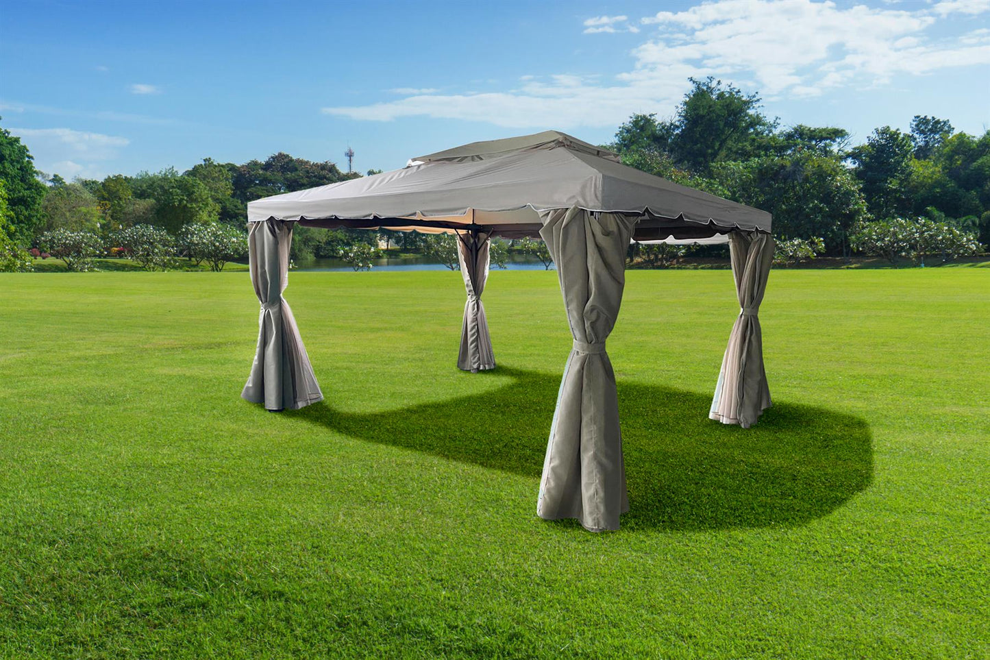 3x4x2.75m Khaki Gazebo with Nets Aluminium Frame