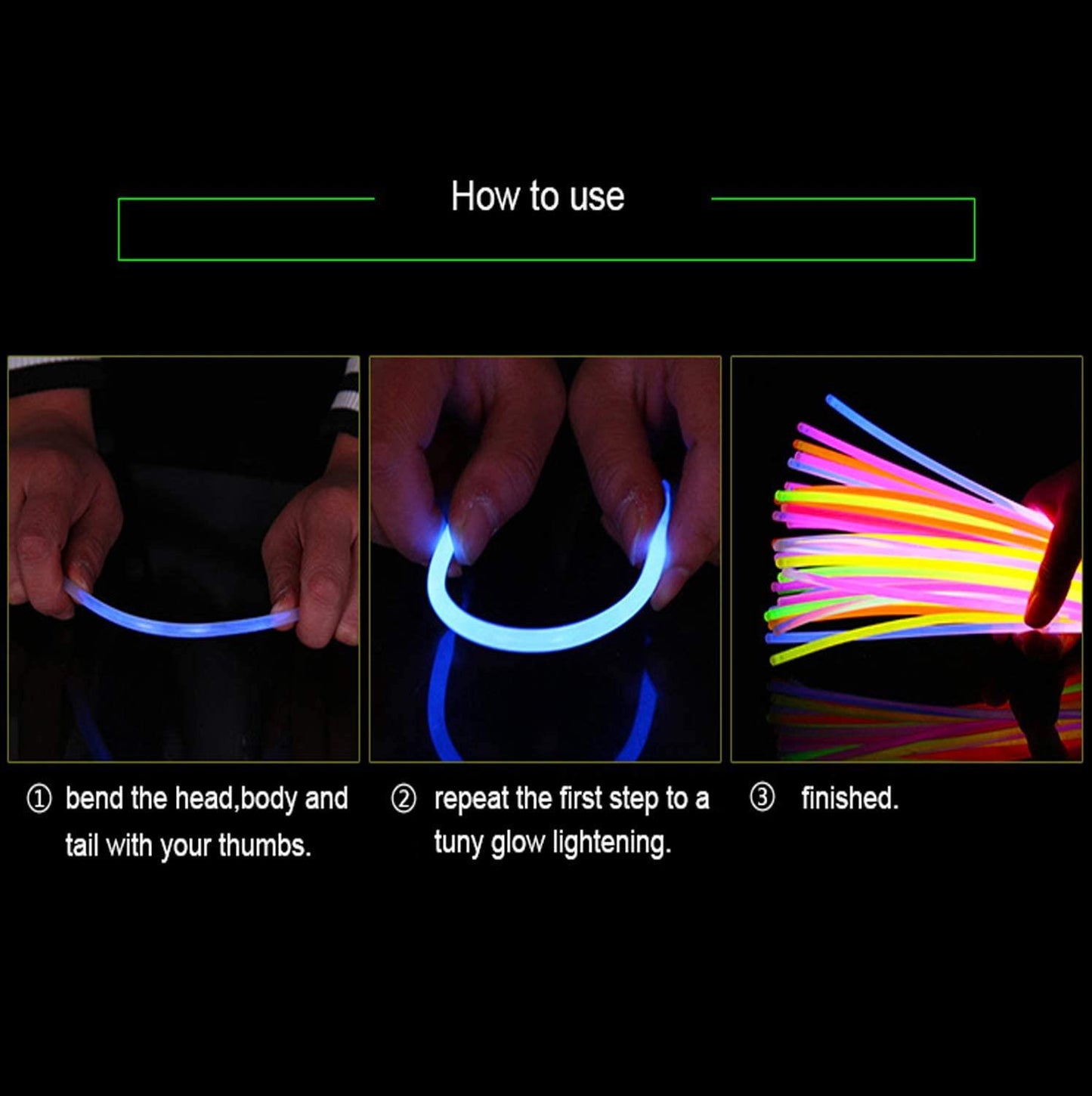 200 Glowsticks in Mixed Colors & 200 Bracelet Connectors