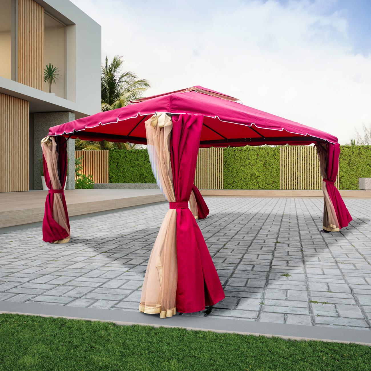 3x4x2.75m Red Gazebo with Nets