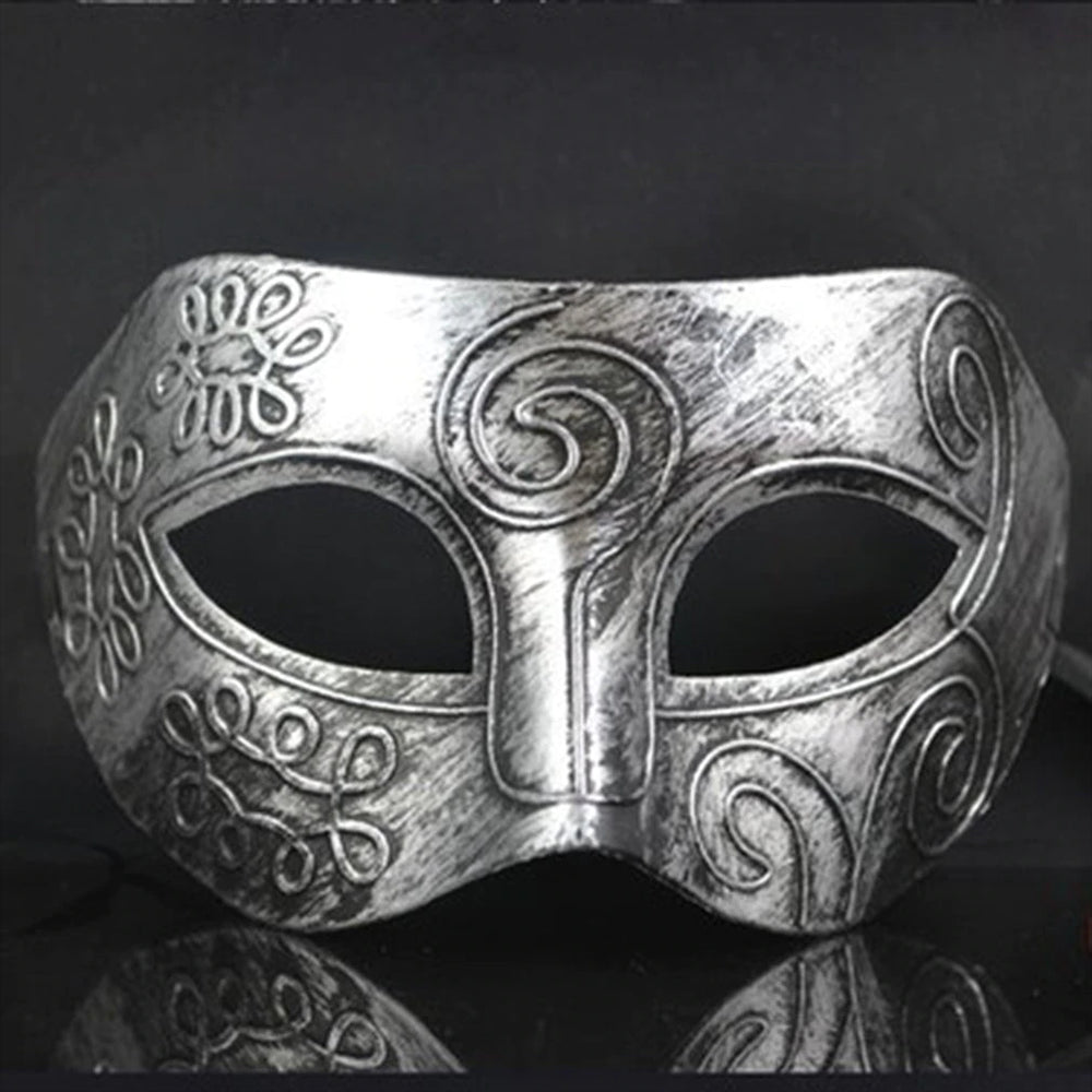 Mens Silver Masquerade Greek Roman Mask