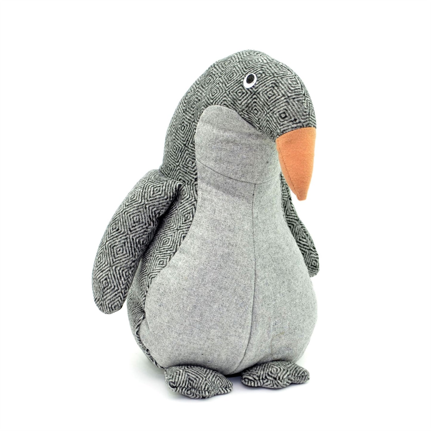 Grey Fabric Weighted Penguin Door Stopper