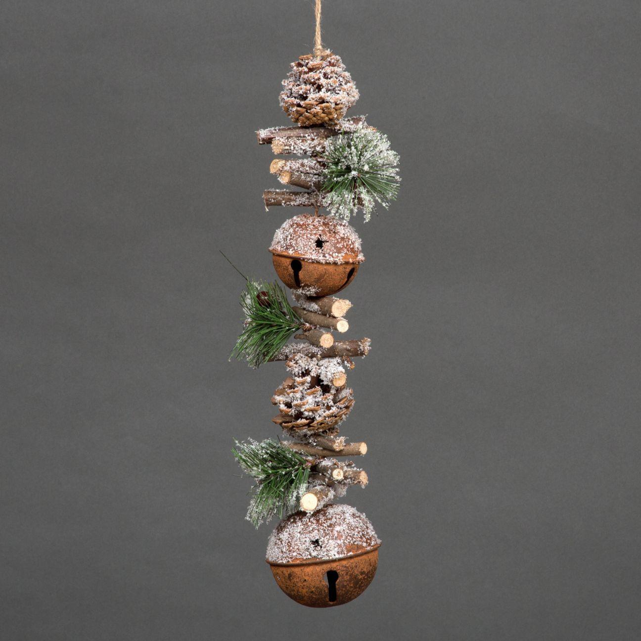 50cm Garland Hanging Decoration with Rustic Double Bells