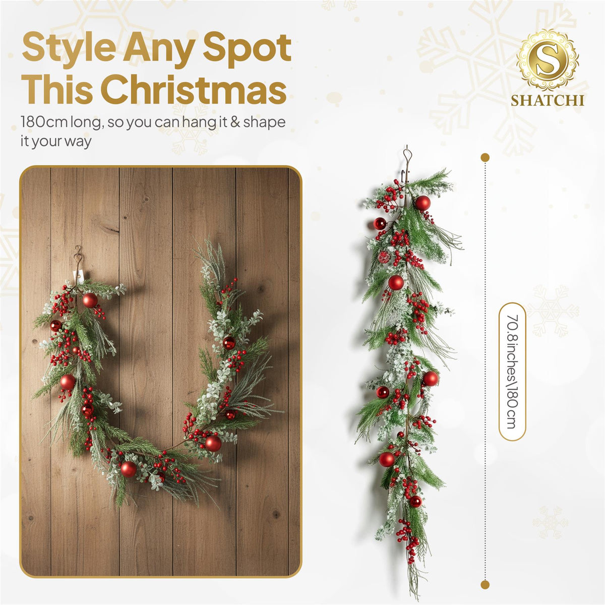 180CM CYPRESS PINE WITH PINE CONES GARLAND