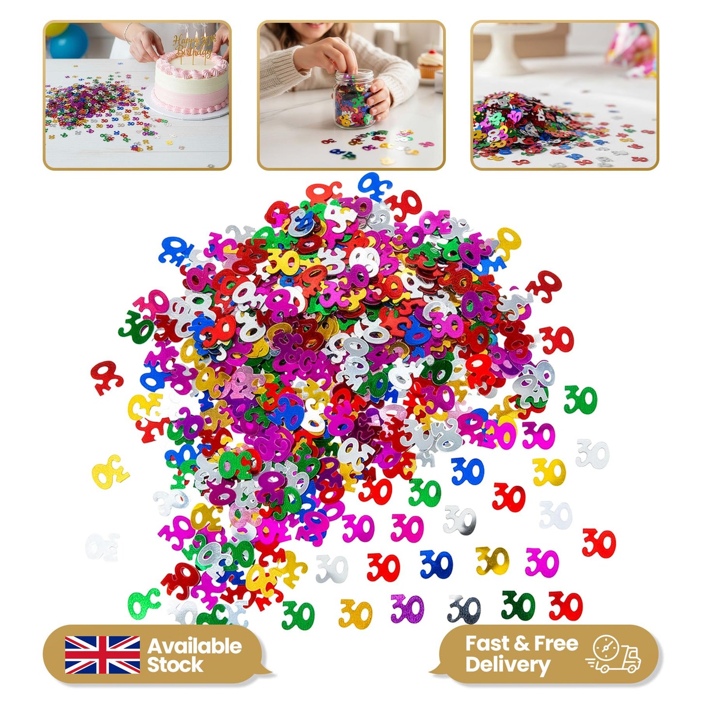 2 Packs of 30th Mix Happy Birthday Confetti 14g each