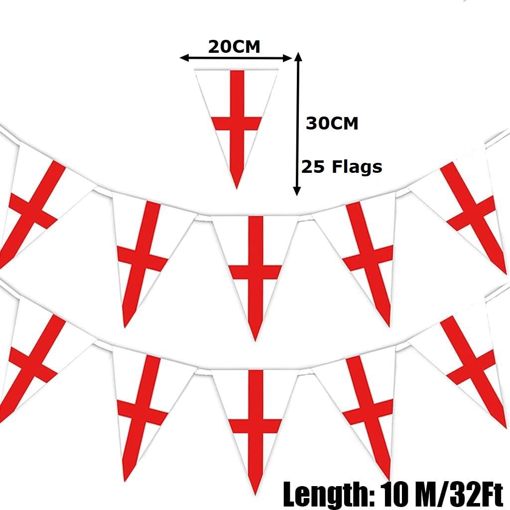 St George Triangle Bunting 20x30cm - 10M 25 Flags