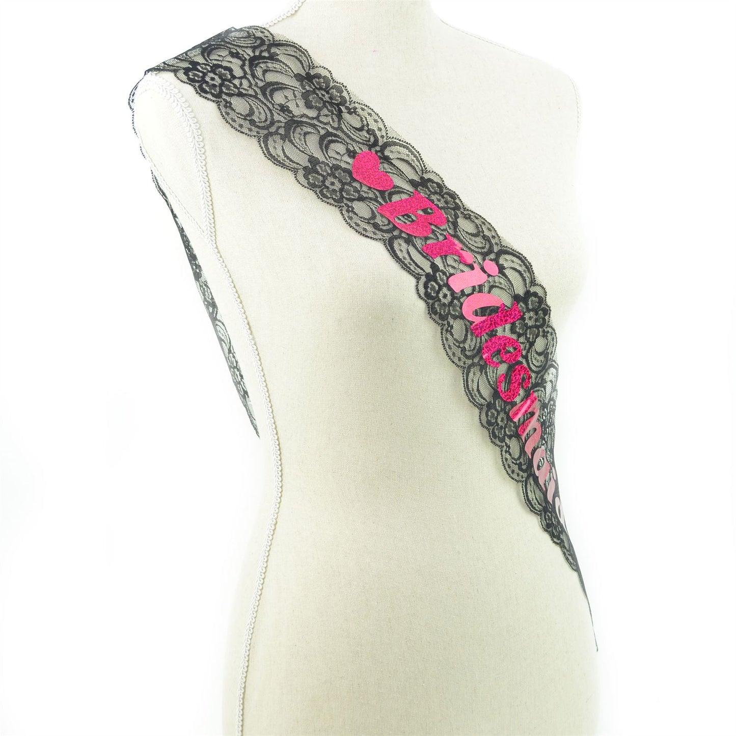 Shatchi Bridesmaid Sash Black Lace