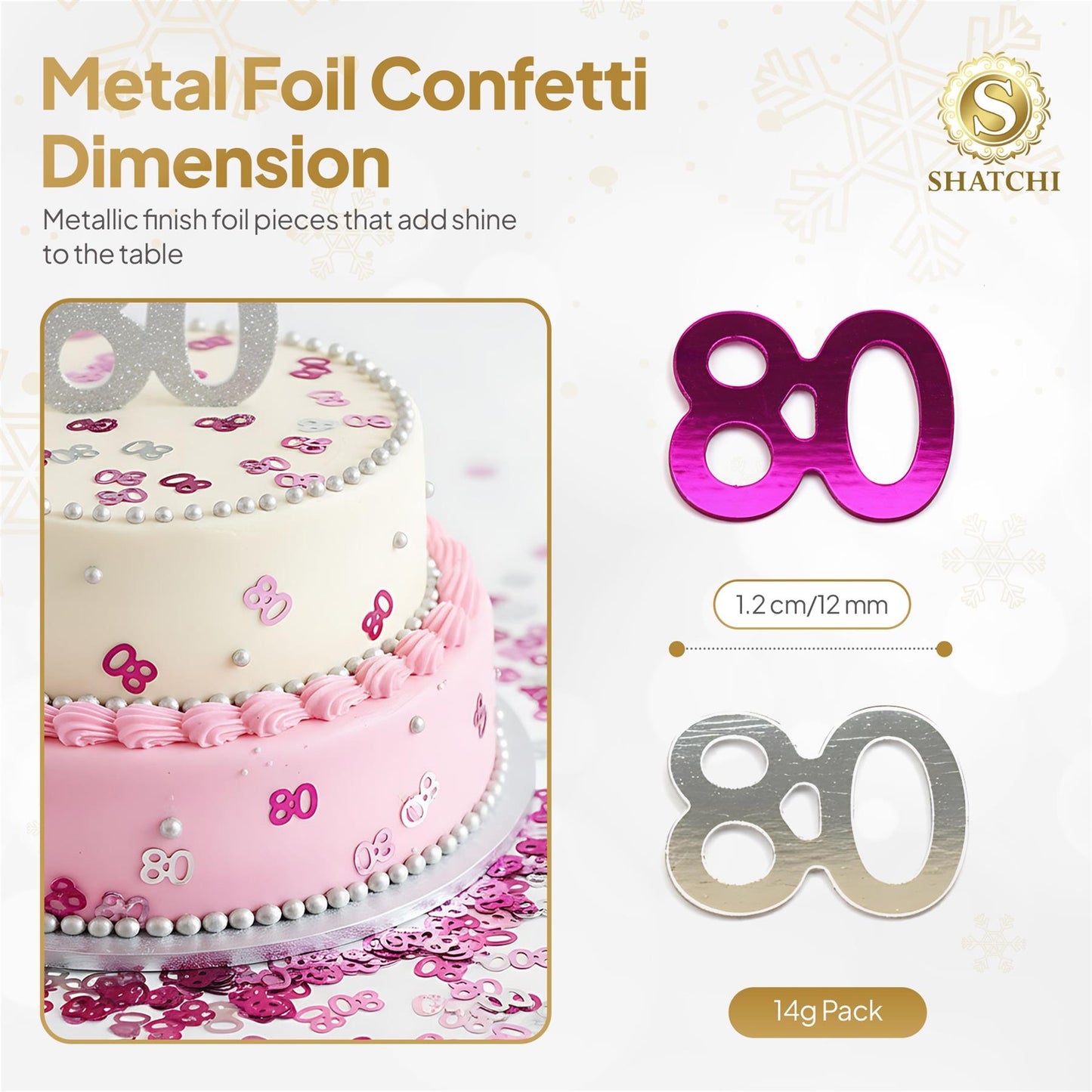 14g Pink 80th Birthday Confetti