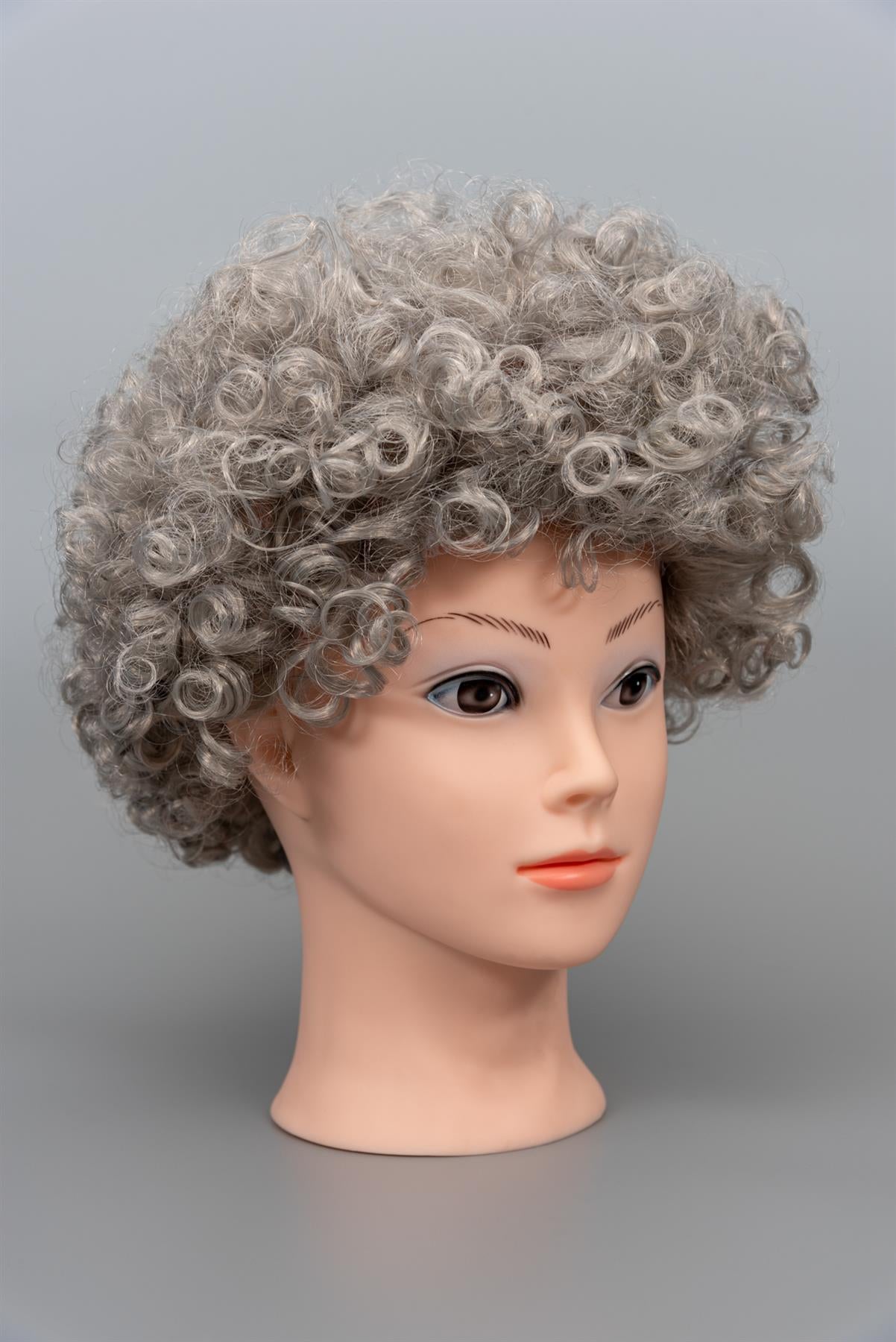 Grey Silver Curly Afro Wig