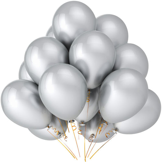 10x 12" Plain Silver Balloons