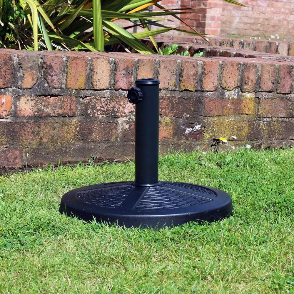 10Kg Rattan Effect Parasol Base Round Black Heavy Duty Weight Stand