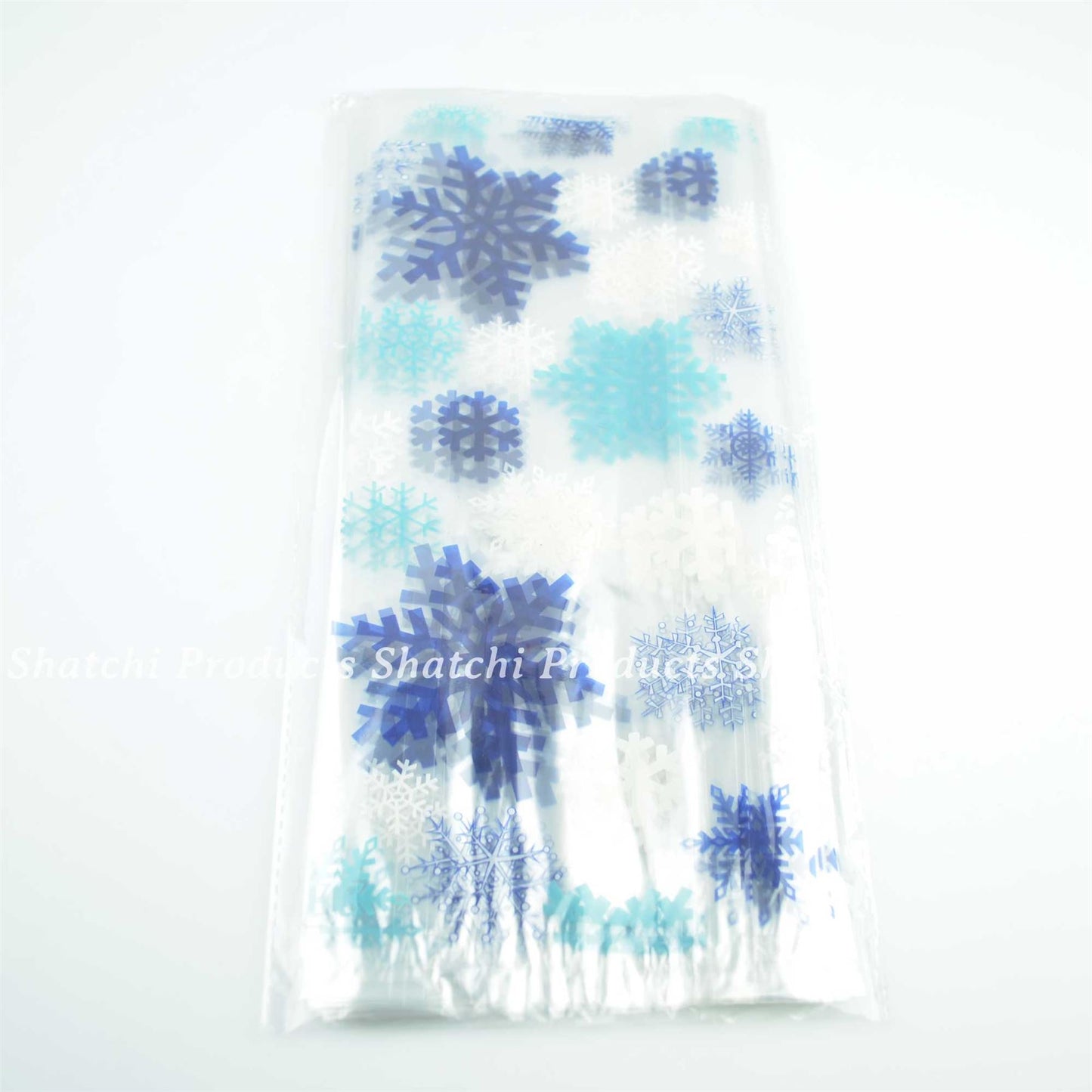 20 Christmas Snowflake Cellophane Bags with Ties