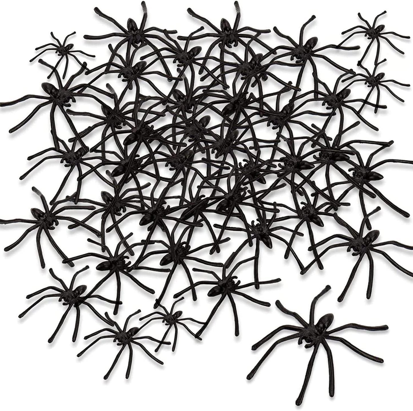 48 Black Plastic Halloween Spiders - 5cm Each