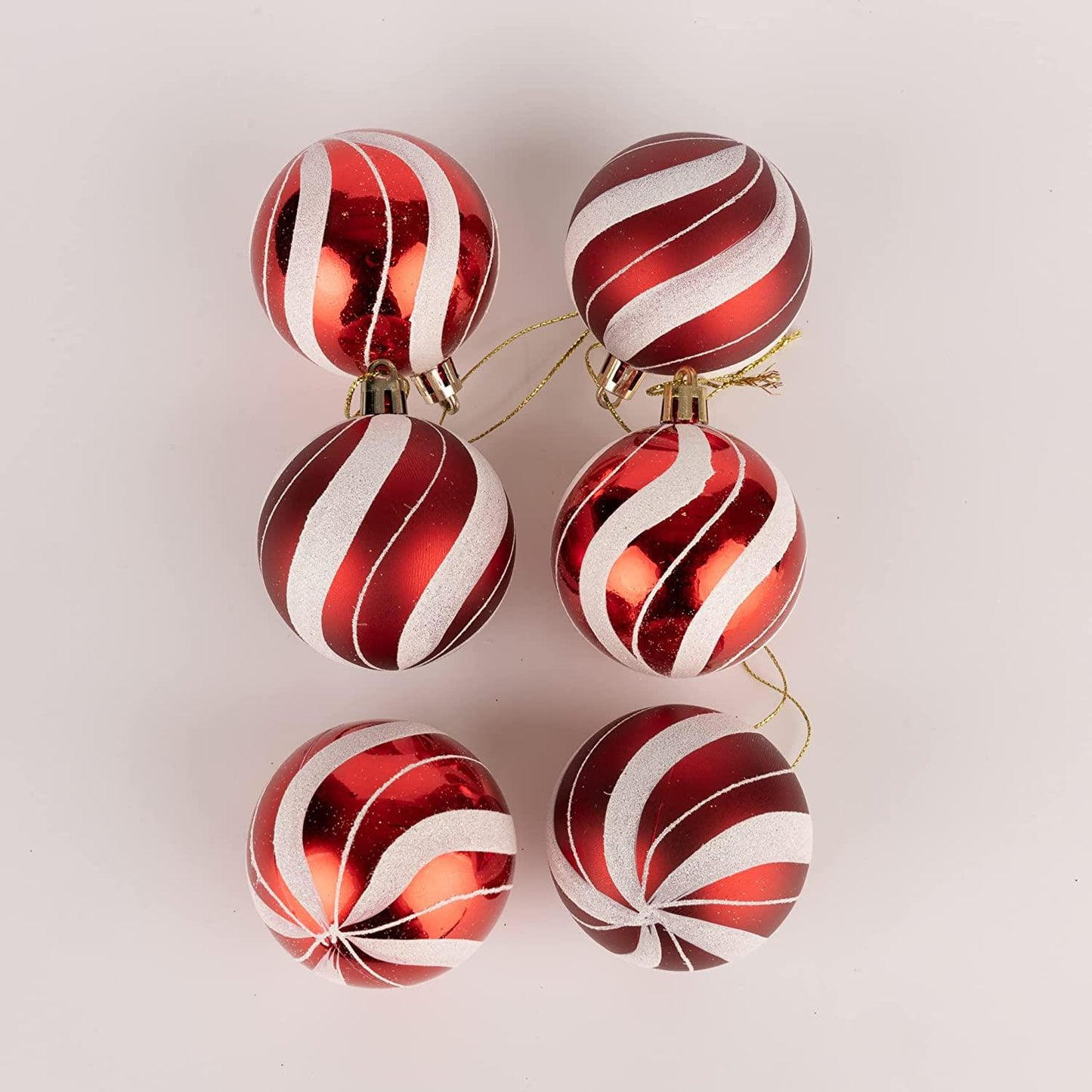 6pcs Candy Stripe Baubles (10cm, PVC)