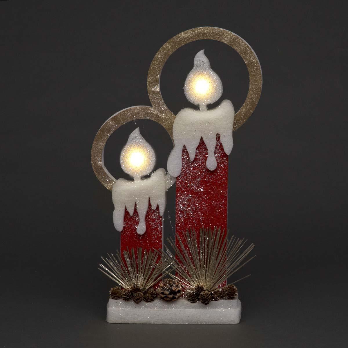 LED Silver Foam Twin Candle 31cm - 2 LEDs