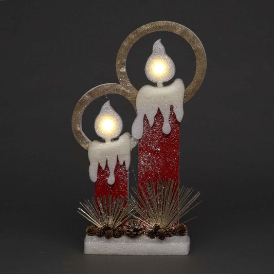 LED Silver Foam Twin Candle 31cm - 2 LEDs