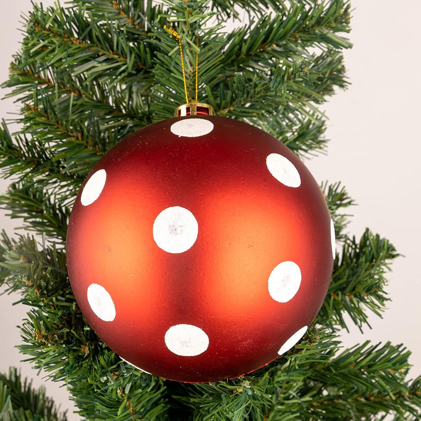 Red White Polka Dot Baubles 15CM 3PCS Set - PVC